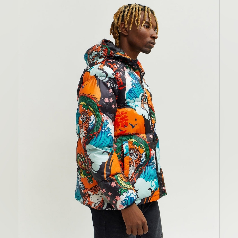 Reason Dragon Tiger Puffer Jacket size L - Picture 2 of 11